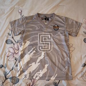 Kids Gray & White Soccer Sports Jersey T-Shirt Top Youth Small #5